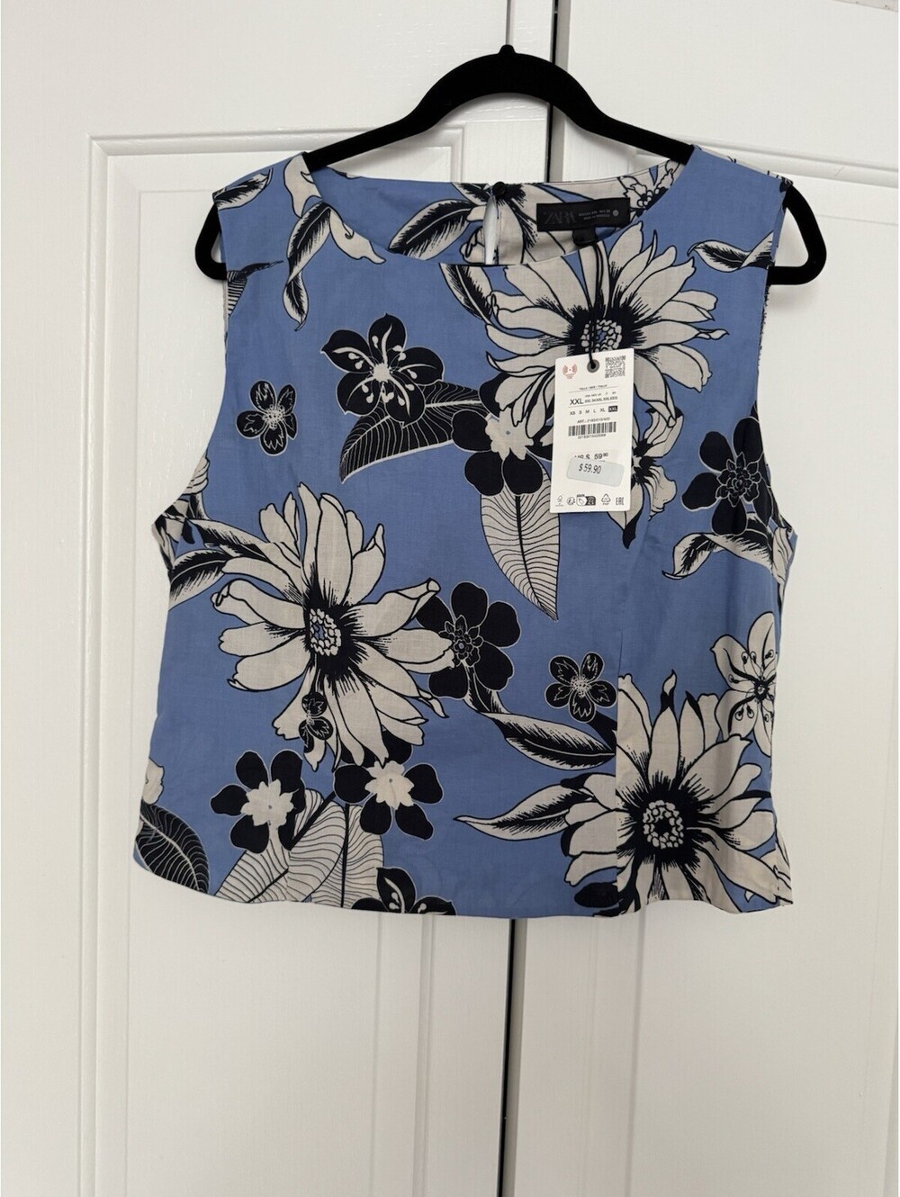 Zara Women’s Floral Print Linen Blouse XL